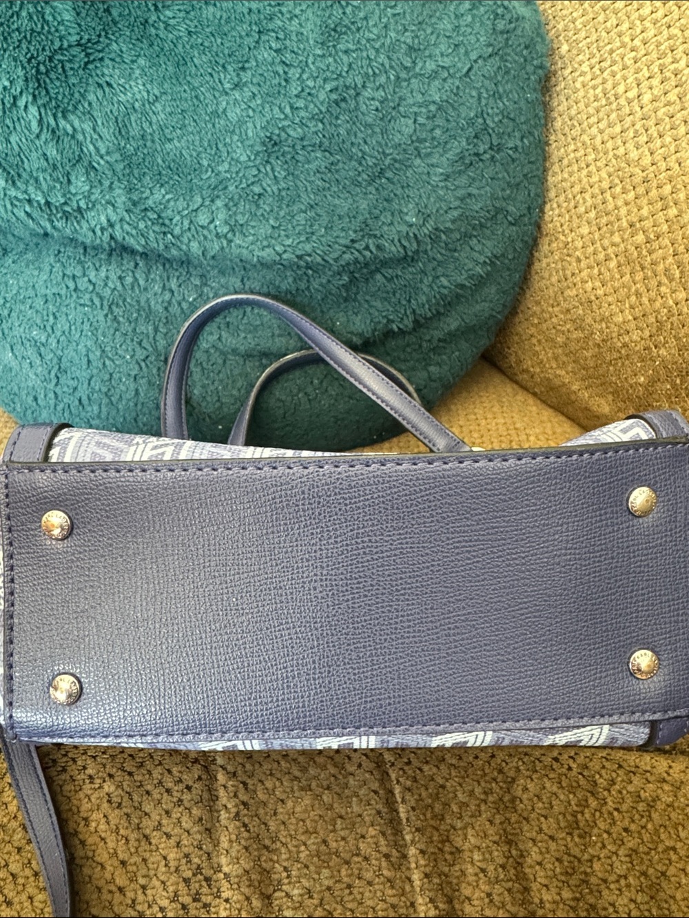 Karl Lagerfeld Purple/Blue Logo Jacquard Satchel with Icon Patch - Picture 6 of 9